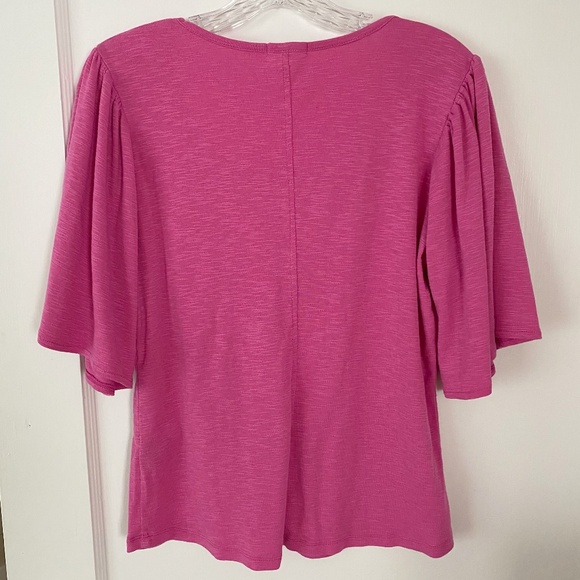 Nic+Zoe Square Neck Flutter Sleeve Tee in Freesia - Size M - Picture 3 of 9